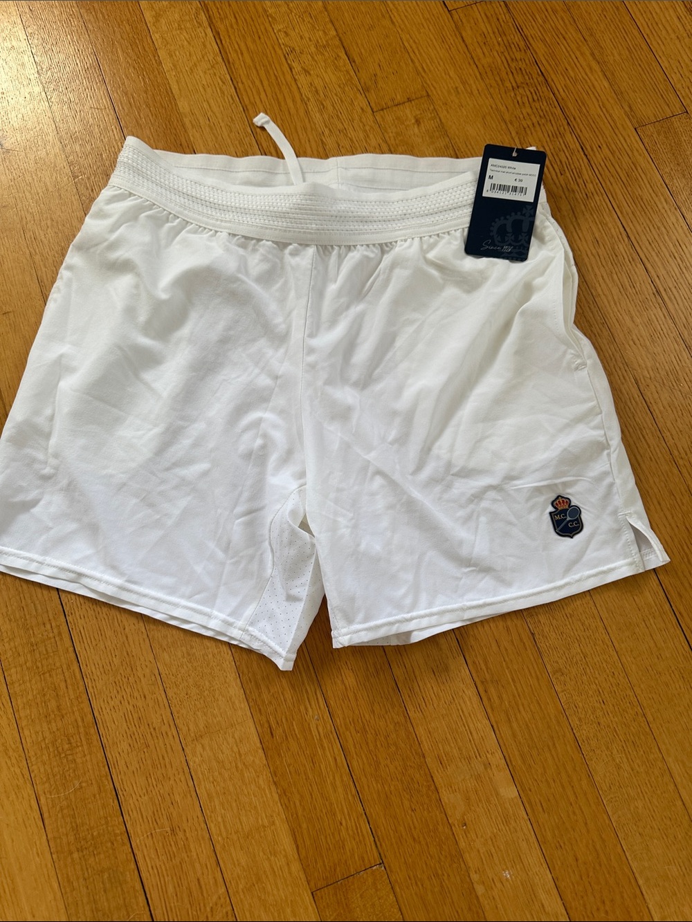 Men's White Athletic Shorts with Drawstring